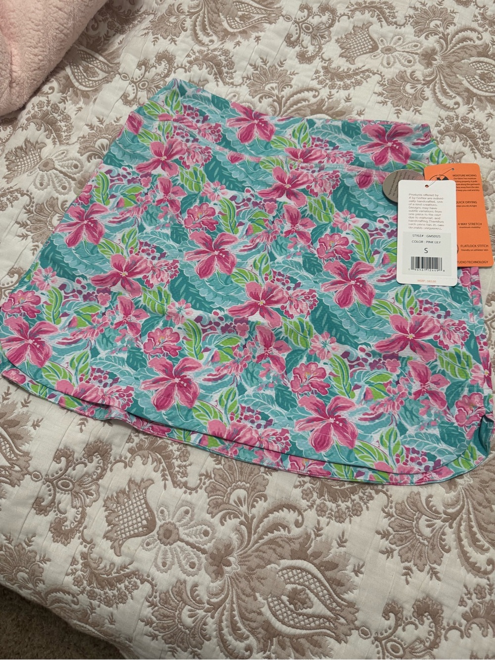 Gottex Turquoise and Pink Floral golf skirt with built in shorts